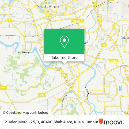 Peta 2 Jalan Mercu 25 / 3, 40400 Shah Alam