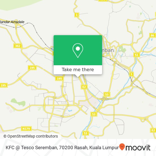 Peta KFC @ Tesco Seremban, 70200 Rasah