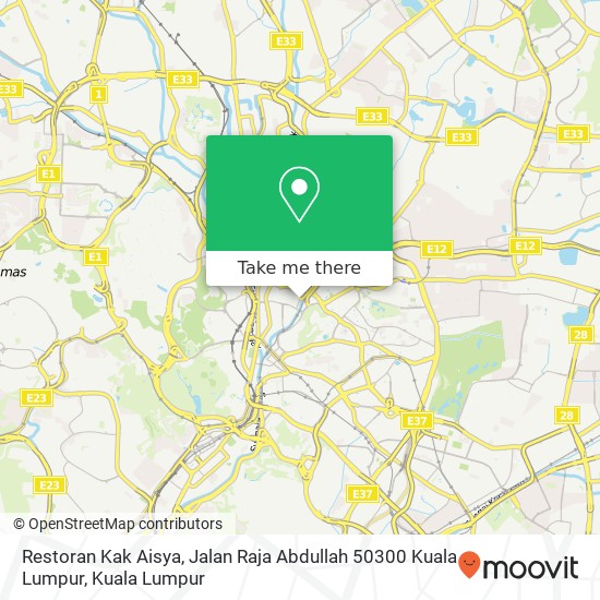 Peta Restoran Kak Aisya, Jalan Raja Abdullah 50300 Kuala Lumpur