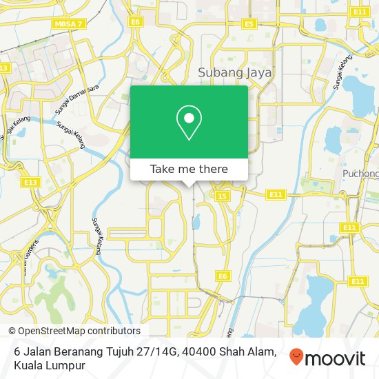 Peta 6 Jalan Beranang Tujuh 27 / 14G, 40400 Shah Alam