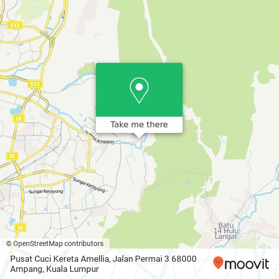 Peta Pusat Cuci Kereta Amellia, Jalan Permai 3 68000 Ampang