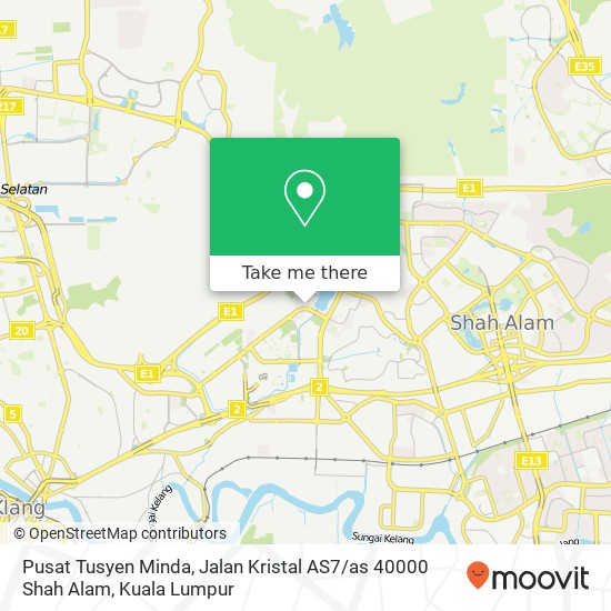 Peta Pusat Tusyen Minda, Jalan Kristal AS7 / as 40000 Shah Alam