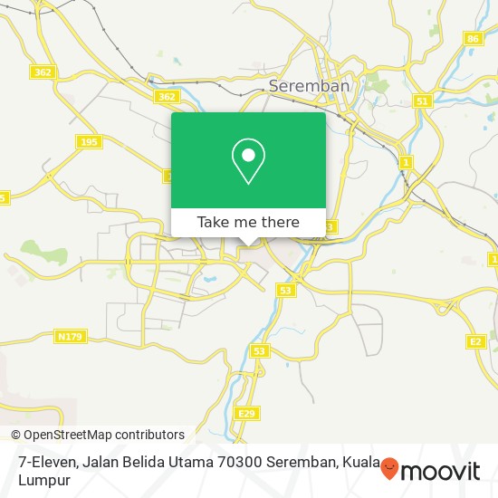 7-Eleven, Jalan Belida Utama 70300 Seremban map