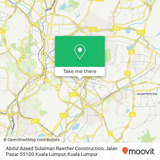 Peta Abdul Azeed Sulaiman Rawther Construction, Jalan Pasar 55100 Kuala Lumpur