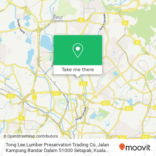 Peta Tong Lee Lumber Preservation Trading Co, Jalan Kampung Bandar Dalam 51000 Setapak