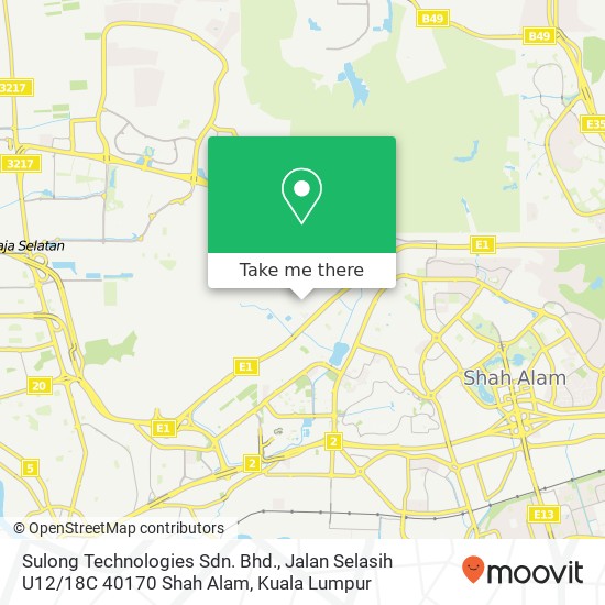 Sulong Technologies Sdn. Bhd., Jalan Selasih U12 / 18C 40170 Shah Alam map