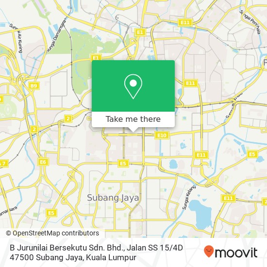Peta B Jurunilai Bersekutu Sdn. Bhd., Jalan SS 15 / 4D 47500 Subang Jaya