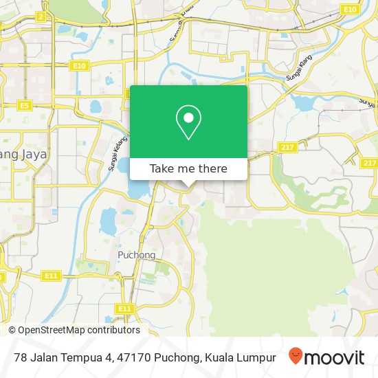 Peta 78 Jalan Tempua 4, 47170 Puchong