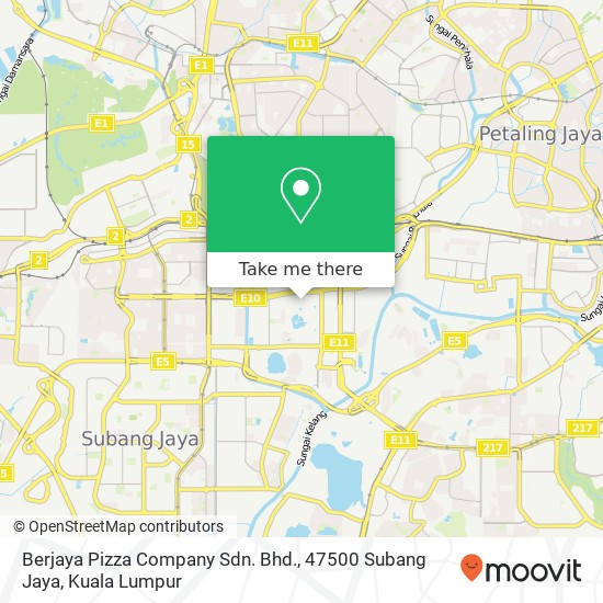 Peta Berjaya Pizza Company Sdn. Bhd., 47500 Subang Jaya