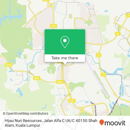 Peta Hijau Nuri Resources, Jalan Alfa C U6 / C 40150 Shah Alam