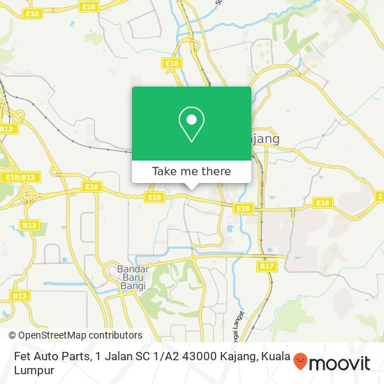 Peta Fet Auto Parts, 1 Jalan SC 1 / A2 43000 Kajang