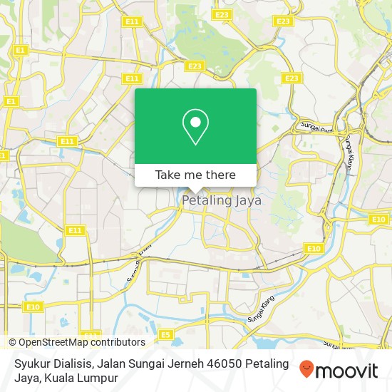 Peta Syukur Dialisis, Jalan Sungai Jerneh 46050 Petaling Jaya