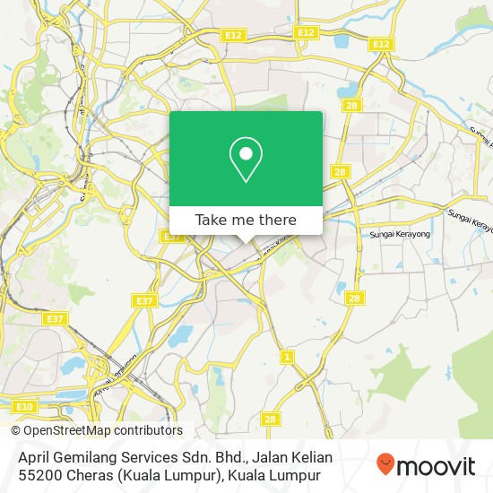Peta April Gemilang Services Sdn. Bhd., Jalan Kelian 55200 Cheras (Kuala Lumpur)