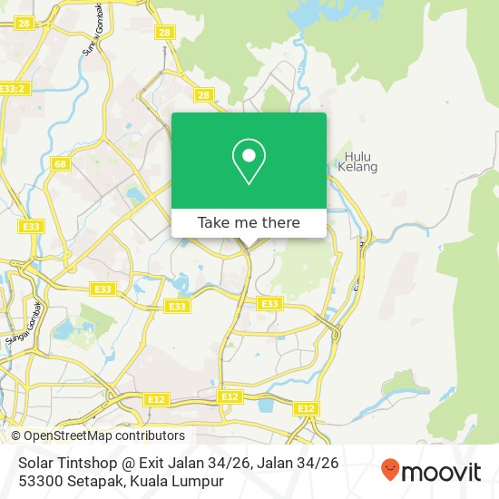 Peta Solar Tintshop @ Exit Jalan 34 / 26, Jalan 34 / 26 53300 Setapak