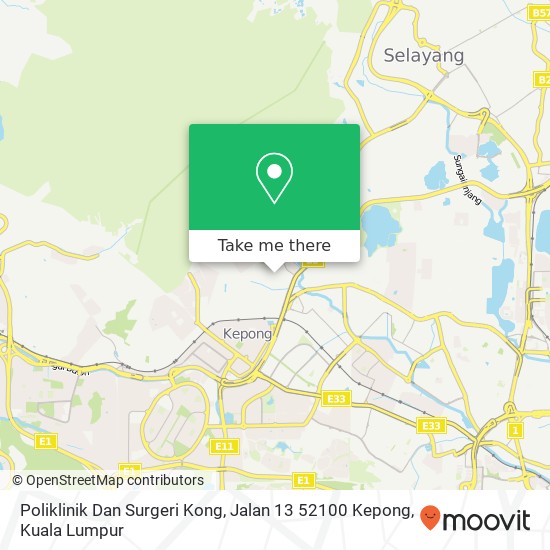 Peta Poliklinik Dan Surgeri Kong, Jalan 13 52100 Kepong