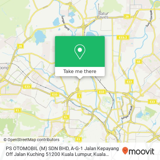 PS OTOMOBIL (M) SDN BHD, A-G-1 Jalan Kepayang Off Jalan Kuching 51200 Kuala Lumpur map