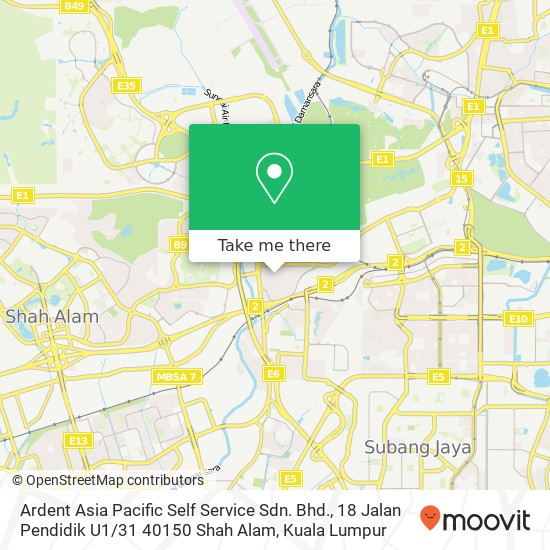 Ardent Asia Pacific Self Service Sdn. Bhd., 18 Jalan Pendidik U1 / 31 40150 Shah Alam map