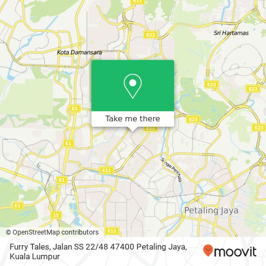 Peta Furry Tales, Jalan SS 22 / 48 47400 Petaling Jaya