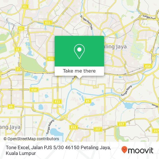 Peta Tone Excel, Jalan PJS 5 / 30 46150 Petaling Jaya