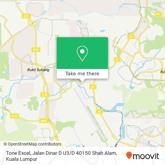 Tone Excel, Jalan Dinar D U3 / D 40150 Shah Alam map