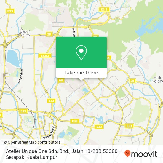 Atelier Unique One Sdn. Bhd., Jalan 13 / 23B 53300 Setapak map