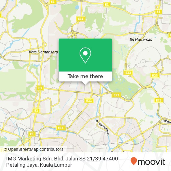 Peta IMG Marketing Sdn. Bhd, Jalan SS 21 / 39 47400 Petaling Jaya