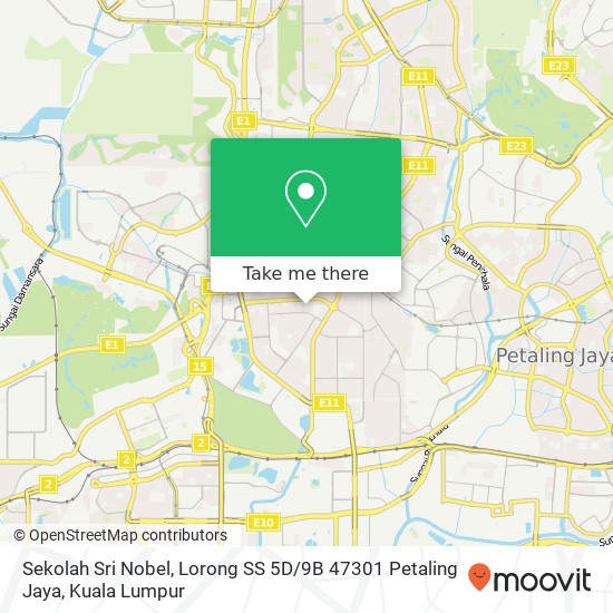 Peta Sekolah Sri Nobel, Lorong SS 5D / 9B 47301 Petaling Jaya