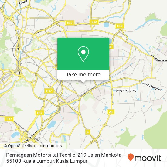 Peta Perniagaan Motorsikal Techlic, 219 Jalan Mahkota 55100 Kuala Lumpur