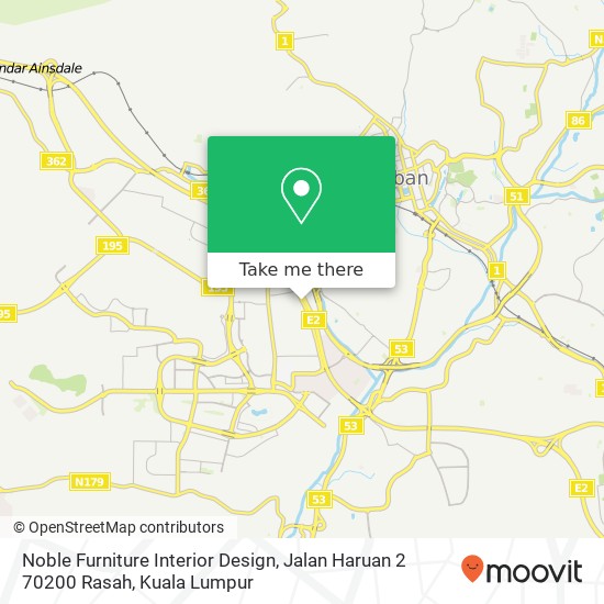 Peta Noble Furniture Interior Design, Jalan Haruan 2 70200 Rasah