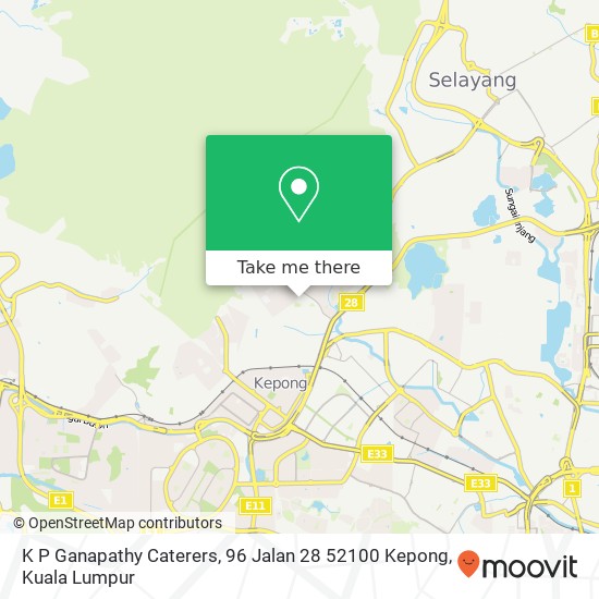 K P Ganapathy Caterers, 96 Jalan 28 52100 Kepong map
