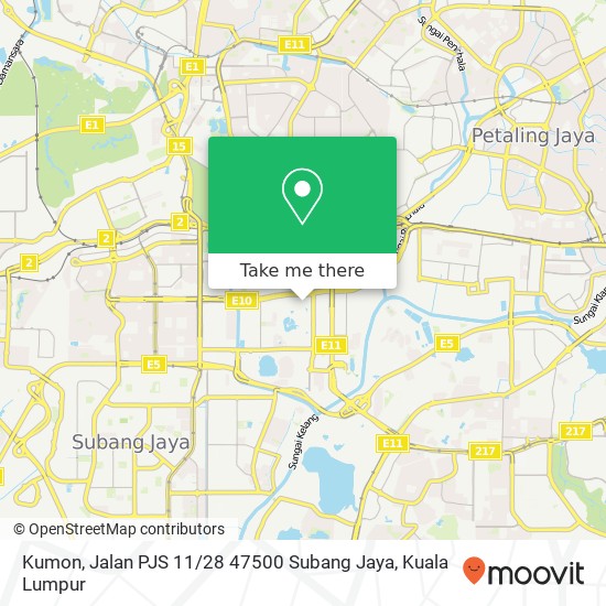 Peta Kumon, Jalan PJS 11 / 28 47500 Subang Jaya