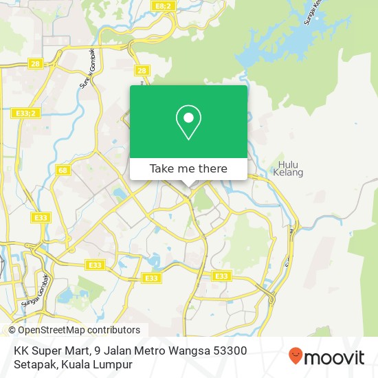 Peta KK Super Mart, 9 Jalan Metro Wangsa 53300 Setapak