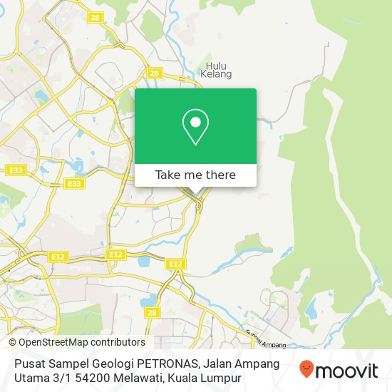 Peta Pusat Sampel Geologi PETRONAS, Jalan Ampang Utama 3 / 1 54200 Melawati