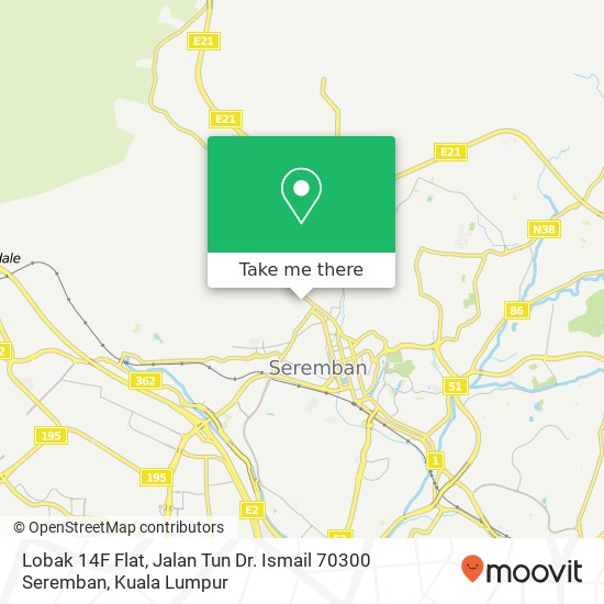Lobak 14F Flat, Jalan Tun Dr. Ismail 70300 Seremban map