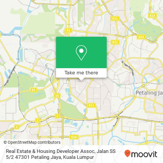 Peta Real Estate & Housing Developer Assoc, Jalan SS 5 / 2 47301 Petaling Jaya