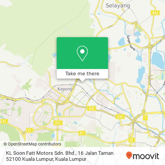 KL Soon Fatt Motors Sdn. Bhd., 16 Jalan Taman 52100 Kuala Lumpur map