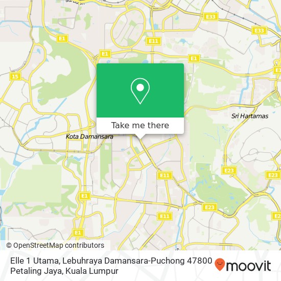 Peta Elle 1 Utama, Lebuhraya Damansara-Puchong 47800 Petaling Jaya