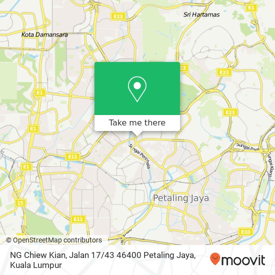 Peta NG Chiew Kian, Jalan 17 / 43 46400 Petaling Jaya