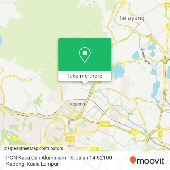 Peta PGN Kaca Dan Aluminium TS, Jalan 14 52100 Kepong