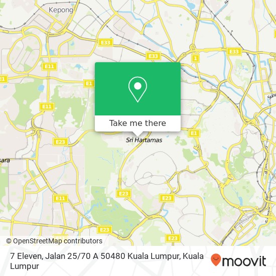 7 Eleven, Jalan 25 / 70 A 50480 Kuala Lumpur map