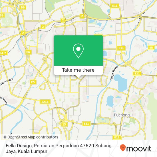 Peta Fella Design, Persiaran Perpaduan 47620 Subang Jaya