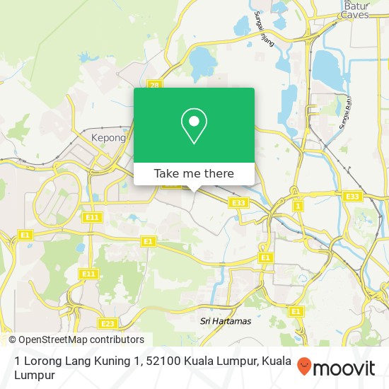 Peta 1 Lorong Lang Kuning 1, 52100 Kuala Lumpur