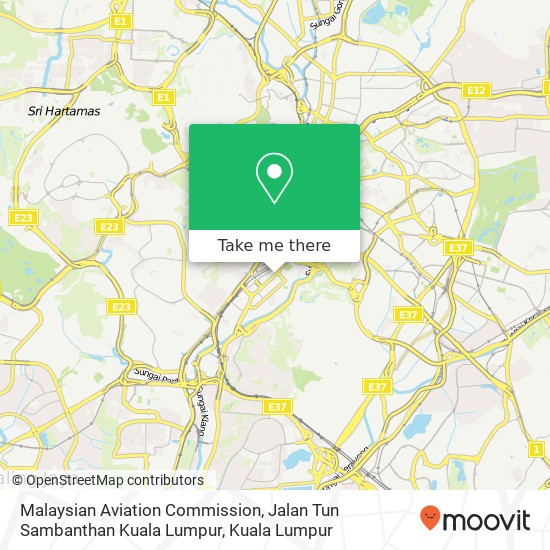 Peta Malaysian Aviation Commission, Jalan Tun Sambanthan Kuala Lumpur