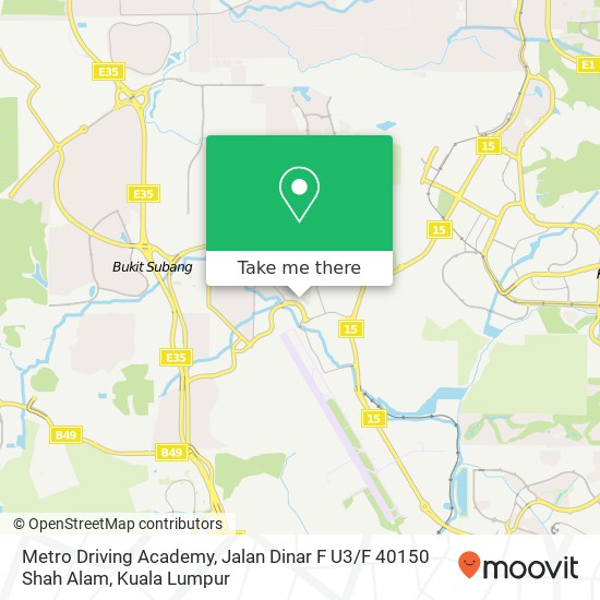 Metro Driving Academy, Jalan Dinar F U3 / F 40150 Shah Alam map