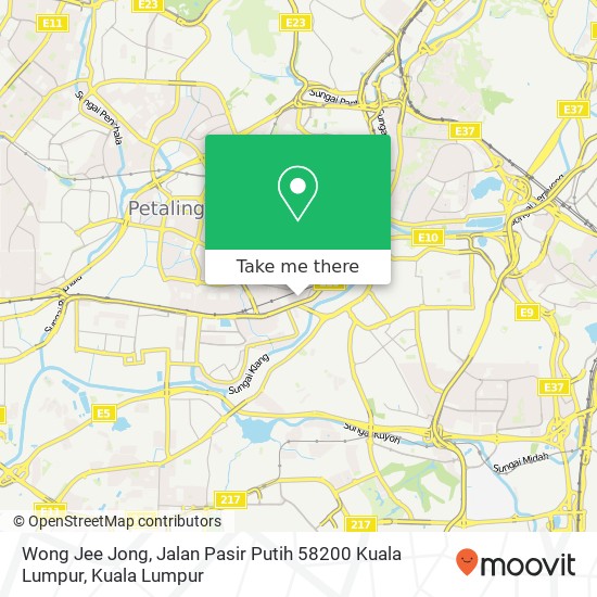 Peta Wong Jee Jong, Jalan Pasir Putih 58200 Kuala Lumpur