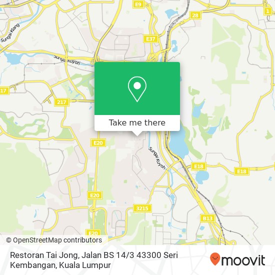 Peta Restoran Tai Jong, Jalan BS 14 / 3 43300 Seri Kembangan
