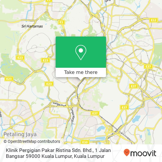 Klinik Pergigian Pakar Ristina Sdn. Bhd., 1 Jalan Bangsar 59000 Kuala Lumpur map