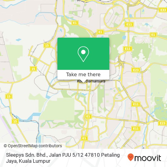 Peta Sleepys Sdn. Bhd., Jalan PJU 5 / 12 47810 Petaling Jaya