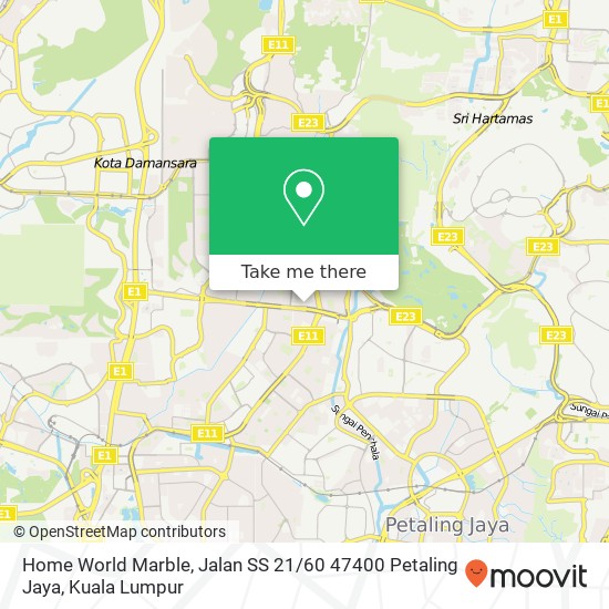 Home World Marble, Jalan SS 21 / 60 47400 Petaling Jaya map