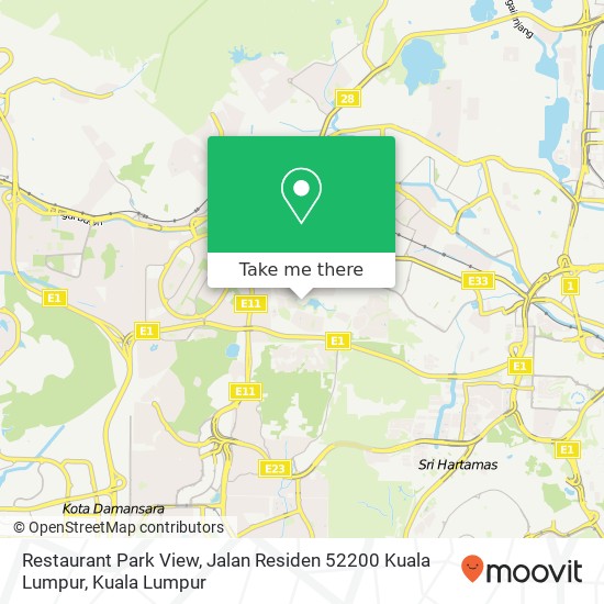 Restaurant Park View, Jalan Residen 52200 Kuala Lumpur map